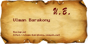 Ulman Barakony névjegykártya